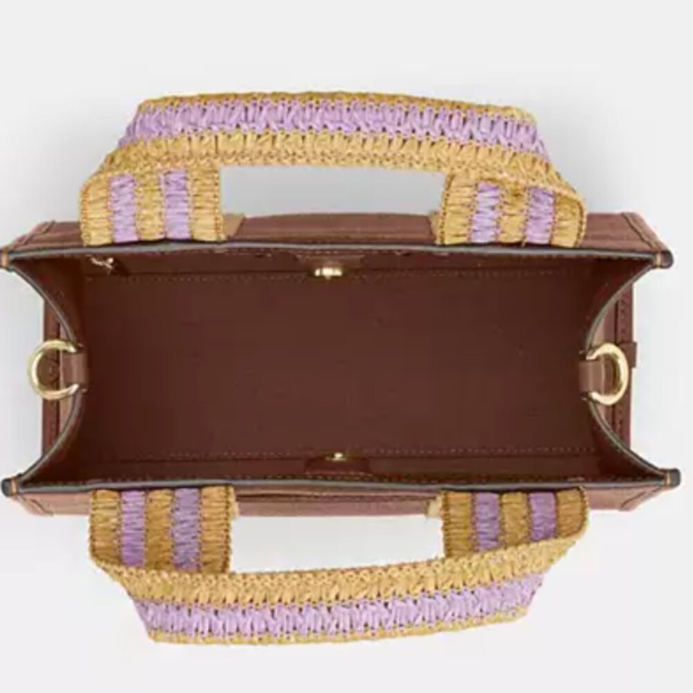 Coach Smith Tote 24 Small Leather Brown Pink Crossbody Work Travel Bag CBG91 - Picture 10 of 12